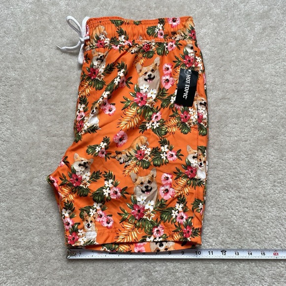 Black Matter Corgi Floral Swim Trunks Mens XL Orange NWT - Picture 5 of 7